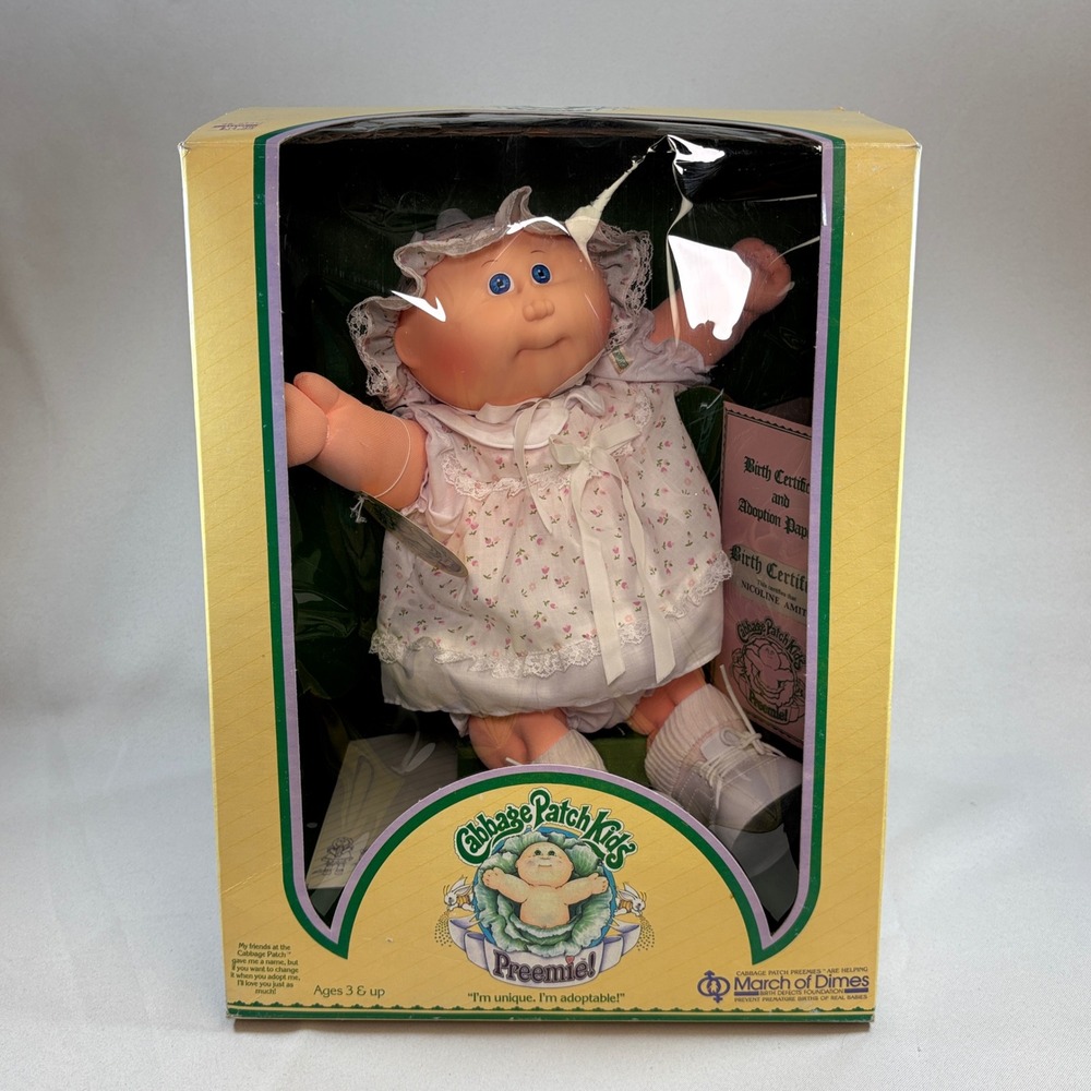 Coleco Cabbage Patch Kids Preemie Doll Nicoline Amity NIB Vintage 1980s Toy